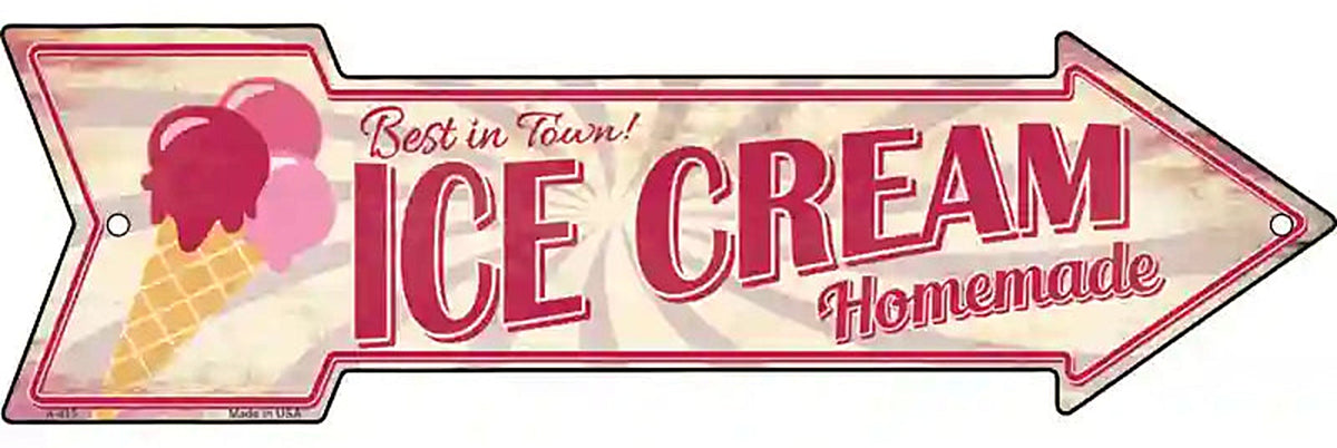 Homemade Ice Cream Metal Arrow Sign