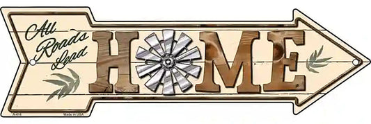All Roads Lead Home Metal Arrow Sign