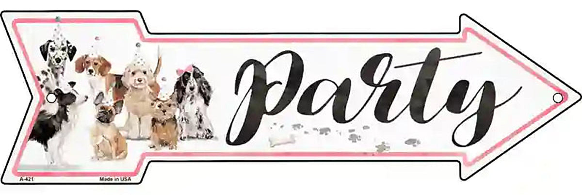 Dog Party Metal Arrow Sign