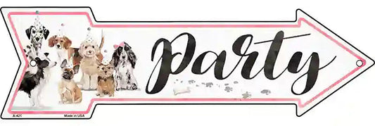 Dog Party Metal Arrow Sign