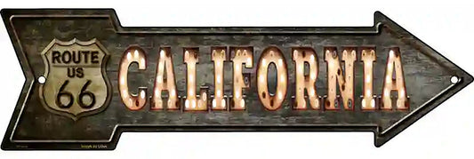 California Route 66 Bulb Letters Metal Arrow Sign
