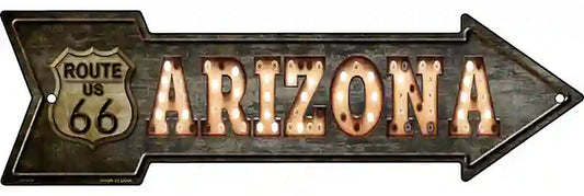 Arizona Route 66 Bulb Letters Metal Arrow Sign