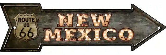 New Mexico Route 66 Bulb Letters Metal Arrow Sign