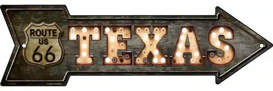 Texas Route 66 Bulb Letters Metal Arrow Sign