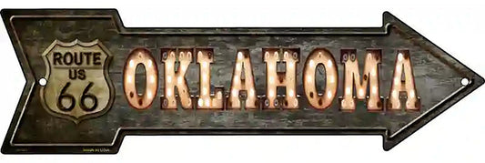Oklahoma Route 66 Bulb Letters Metal Arrow Sign