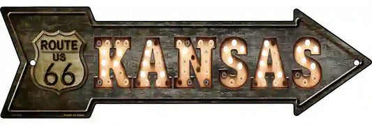 Kansas Route 66 Bulb Letters Metal Arrow Sign