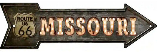 Missouri Route 66 Bulb Letters Metal Arrow Sign
