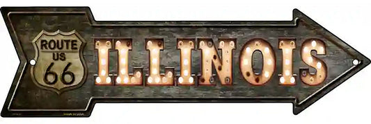 Illinois Route 66 Bulb Letters Metal Arrow Sign