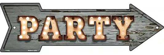 Party Bulb Letters Metal Arrow Sign