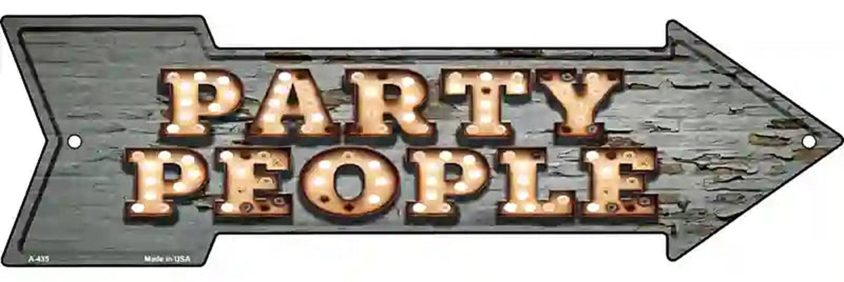 Party People Bulb Letters Metal Arrow Sign