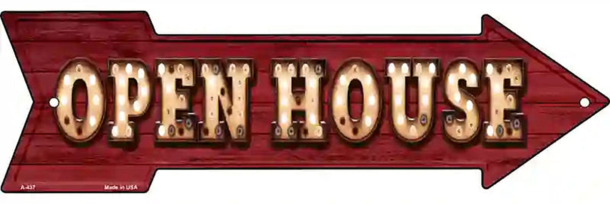 Open House Bulb Letters Metal Arrow Sign