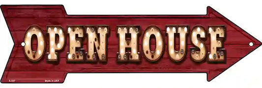 Open House Bulb Letters Metal Arrow Sign