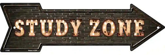 Study Zone Bulb Letters Metal Arrow Sign