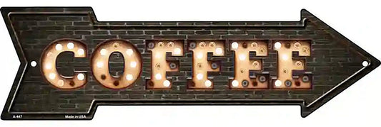 Coffee Bulb Letters Metal Arrow Sign
