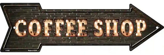 Coffee Shop Bulb Letters Metal Arrow Sign