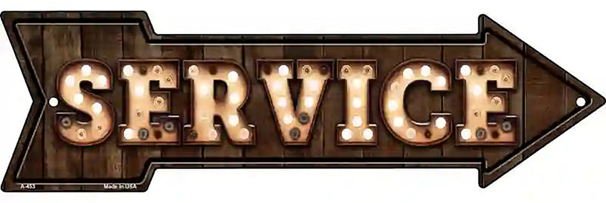 Service Bulb Letters Metal Arrow Sign