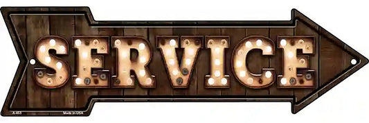 Service Bulb Letters Metal Arrow Sign