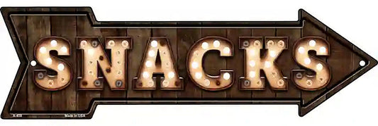 Snacks Bulb Letters Metal Arrow Sign