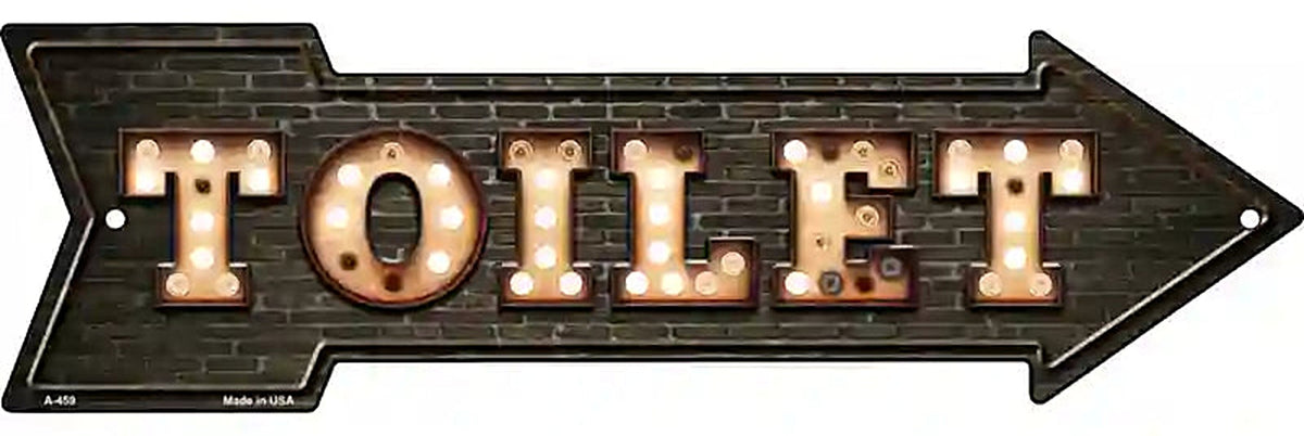 Toilet Bulb Letters Metal Arrow Sign