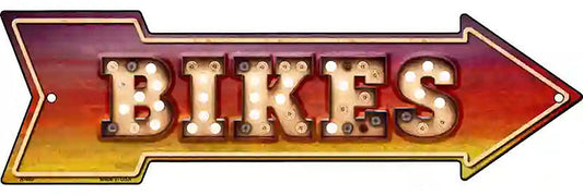 Bikes Bulb Letters Metal Arrow Sign