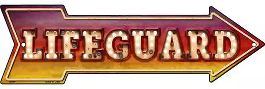 Lifeguard Bulb Letters Metal Arrow Sign