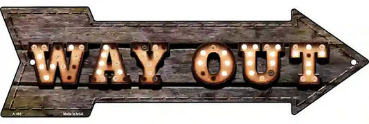 Way Out Bulb Letters Metal Arrow Sign
