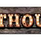 Outhouse Bulb Letters Metal Arrow Sign