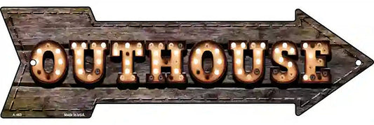 Outhouse Bulb Letters Metal Arrow Sign