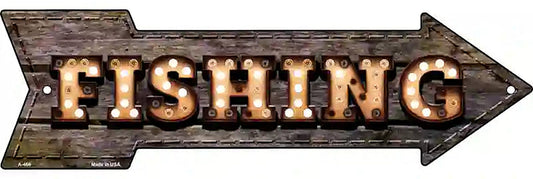 Fishing Bulb Letters Metal Arrow Sign