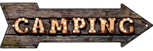 Camping Bulb Letters Metal Arrow Sign