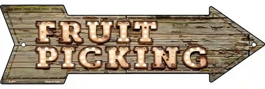 Fruit Picking Bulb Letters Metal Arrow Sign