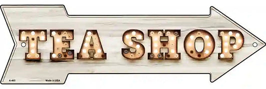 Tea Shop Bulb Letters Metal Arrow Sign