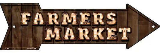 Farmers Market Bulb Letters Metal Arrow Sign