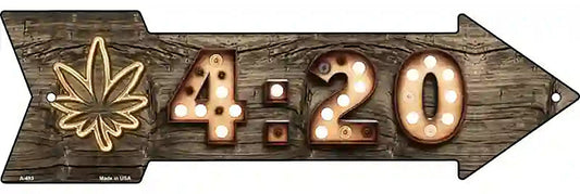 4:20 Bulb Letters Metal Arrow Sign