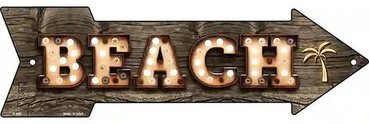 Beach With Trees Bulb Letters Metal Arrow Sign