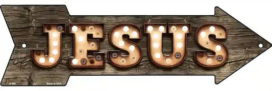 Jesus Bulb Letters Metal Arrow Sign
