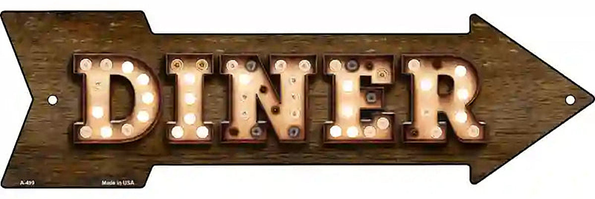 Diner Bulb Letters Metal Arrow Sign