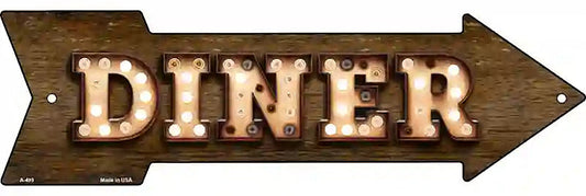Diner Bulb Letters Metal Arrow Sign