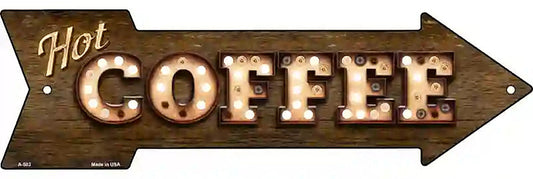 Hot Coffee Bulb Letters Metal Arrow Sign