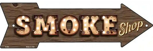 Smoke Shop Bulb Letters Metal Arrow Sign