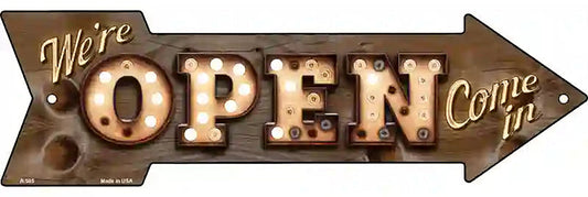 Were Open Bulb Letters Metal Arrow Sign
