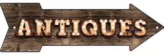 Antiques Bulb Letters Metal Arrow Sign