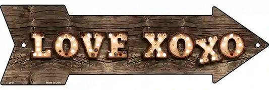 Love XOXO Bulb Letters Metal Arrow Sign