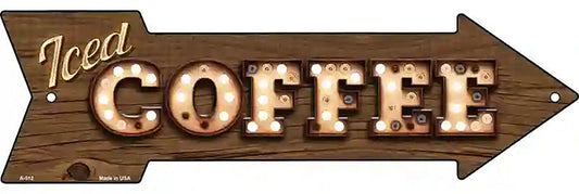 Iced Coffee Bulb Letters Metal Arrow Sign