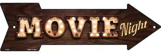 Movie Night Bulb Letters Metal Arrow Sign
