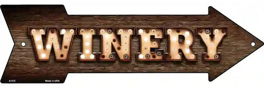 Winery Bulb Letters Metal Arrow Sign