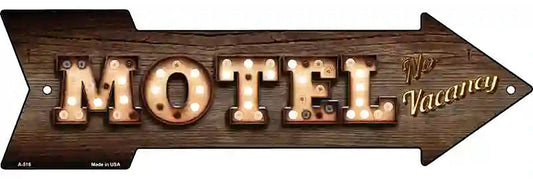 Motel Bulb Letters Metal Arrow Sign