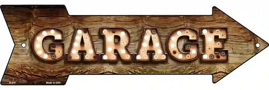 Garage Bulb Letters Metal Arrow Sign
