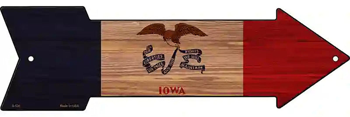 Iowa State Flag Metal Arrow Sign