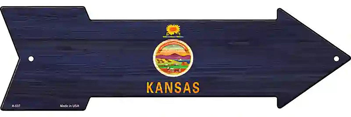 Kansas State Flag Metal Arrow Sign